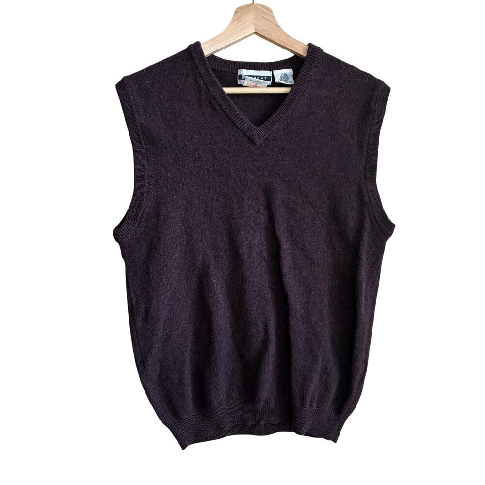 Retreat 100% lambswool woolmark purple knit vest men's size medium dark academia